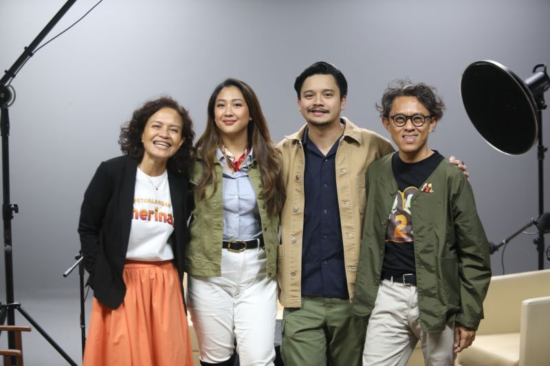 Mira Lesmana, Sherina Munaf, Derby Romero, dan Riri Riza berkunjung ke kantor Media Indonesia, Jakarta.