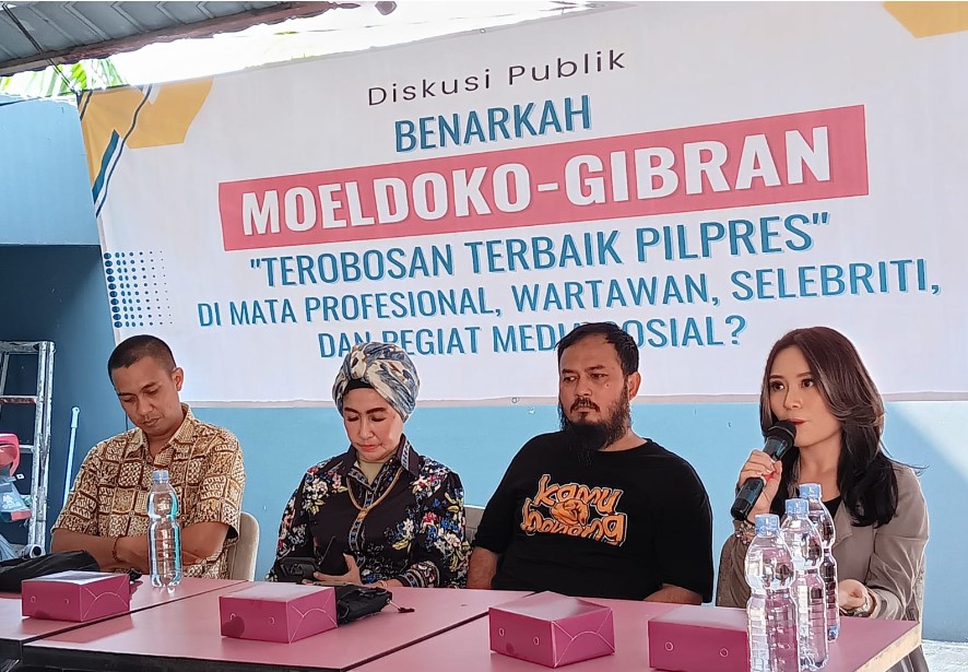 Diskusi berjudul “Benarkah Moeldoko-Gibran Terobosan Terbaik Pilpres di Mata Profesional, Wartawan, Selebriti dan Pegiat Media Sosial?”
