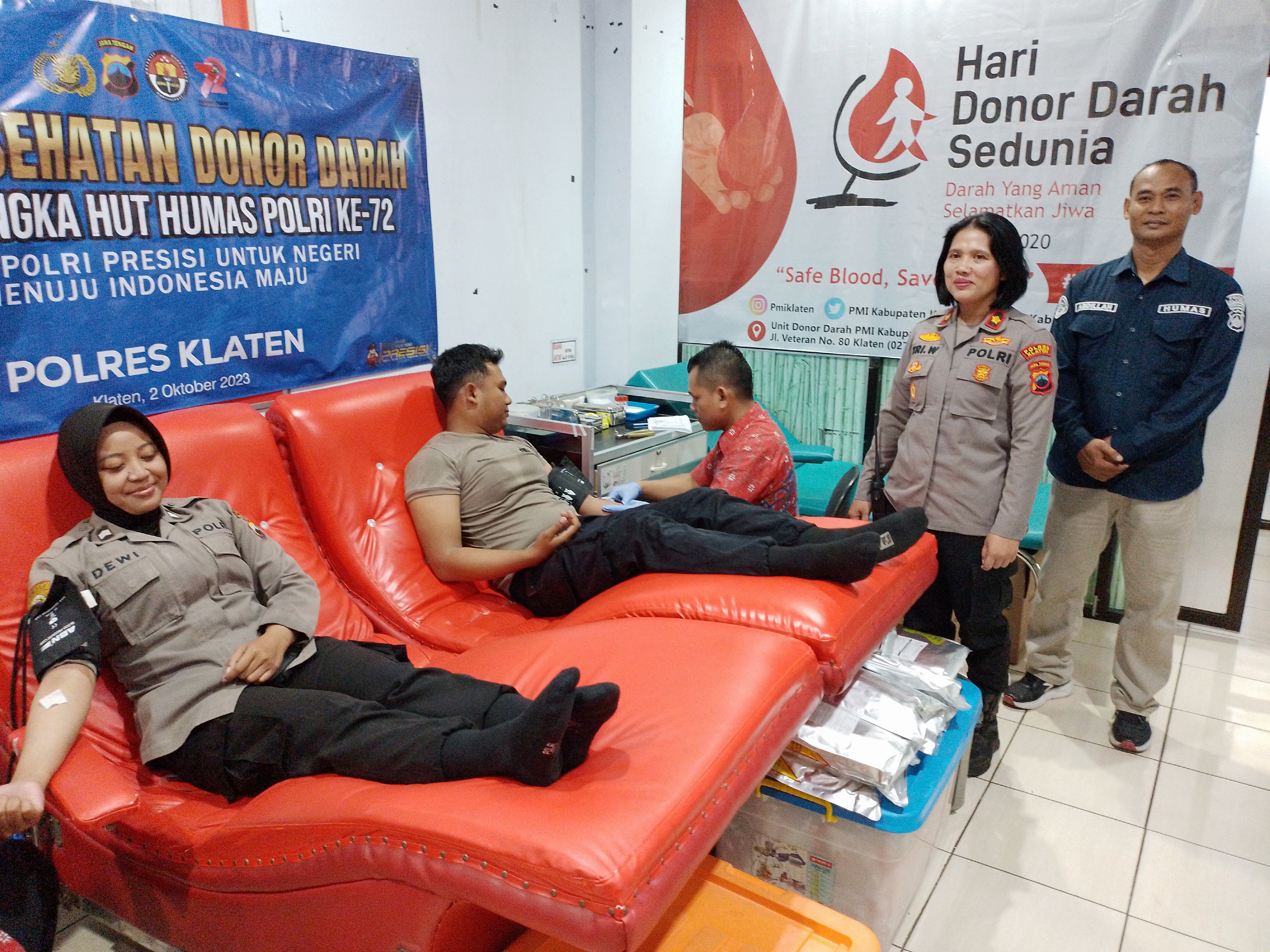 Sambut HUT Humas Polri, Polres Klaten Gelar Bakti Kesehatan Donor Darah