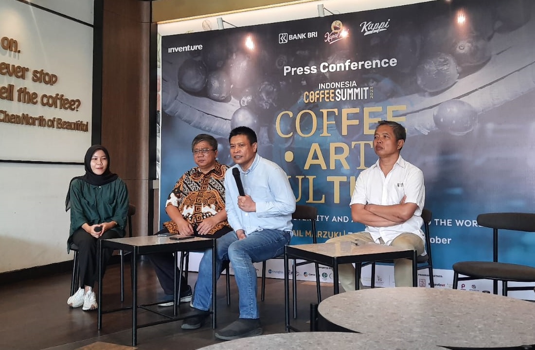 Konferensi pers Indonesia Coffee Summit (ICS) 2023 di Jakarta, Rabu (11/10).