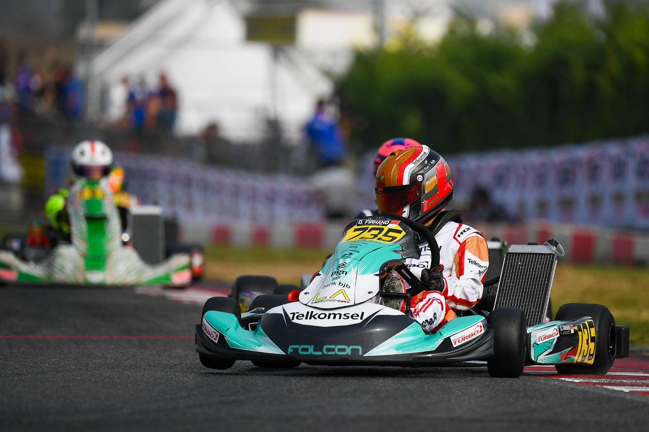 Pembalap Qarrar Firhand saat menbalap di ROK Super Final