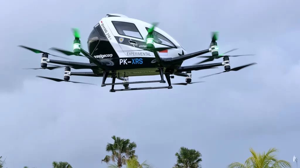 Taksi terbang EHang 216  sedang uji coba.