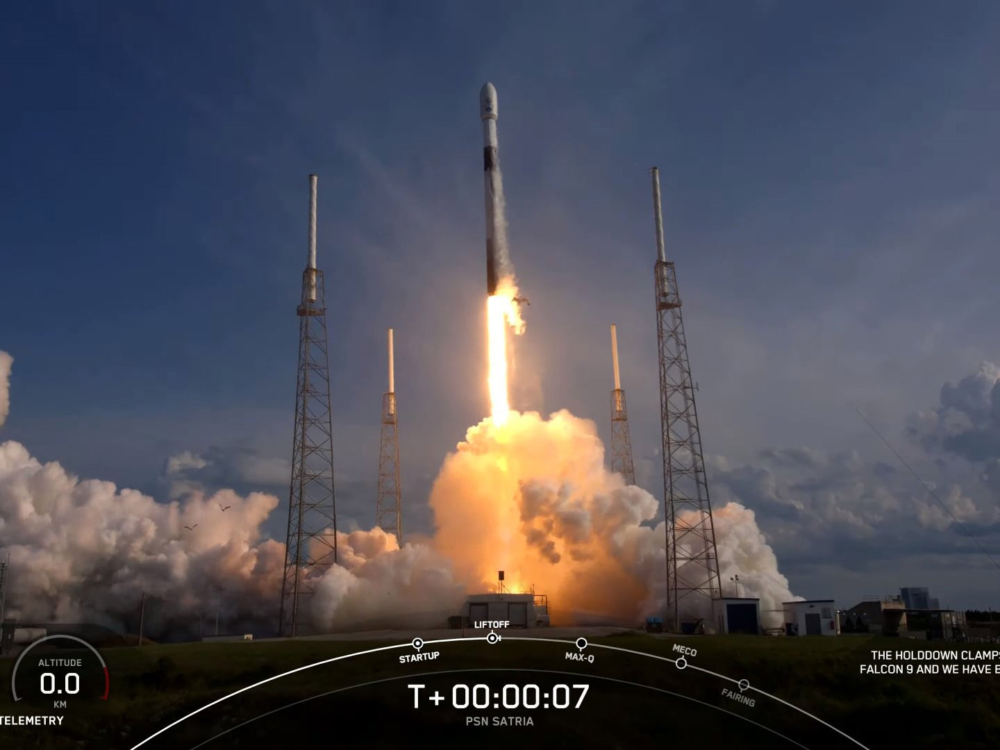 Satria-1 meluncur dari landasan SpaceX di Cape Canaveral, Floria, Amerika Serikat, Minggu (18/6) .