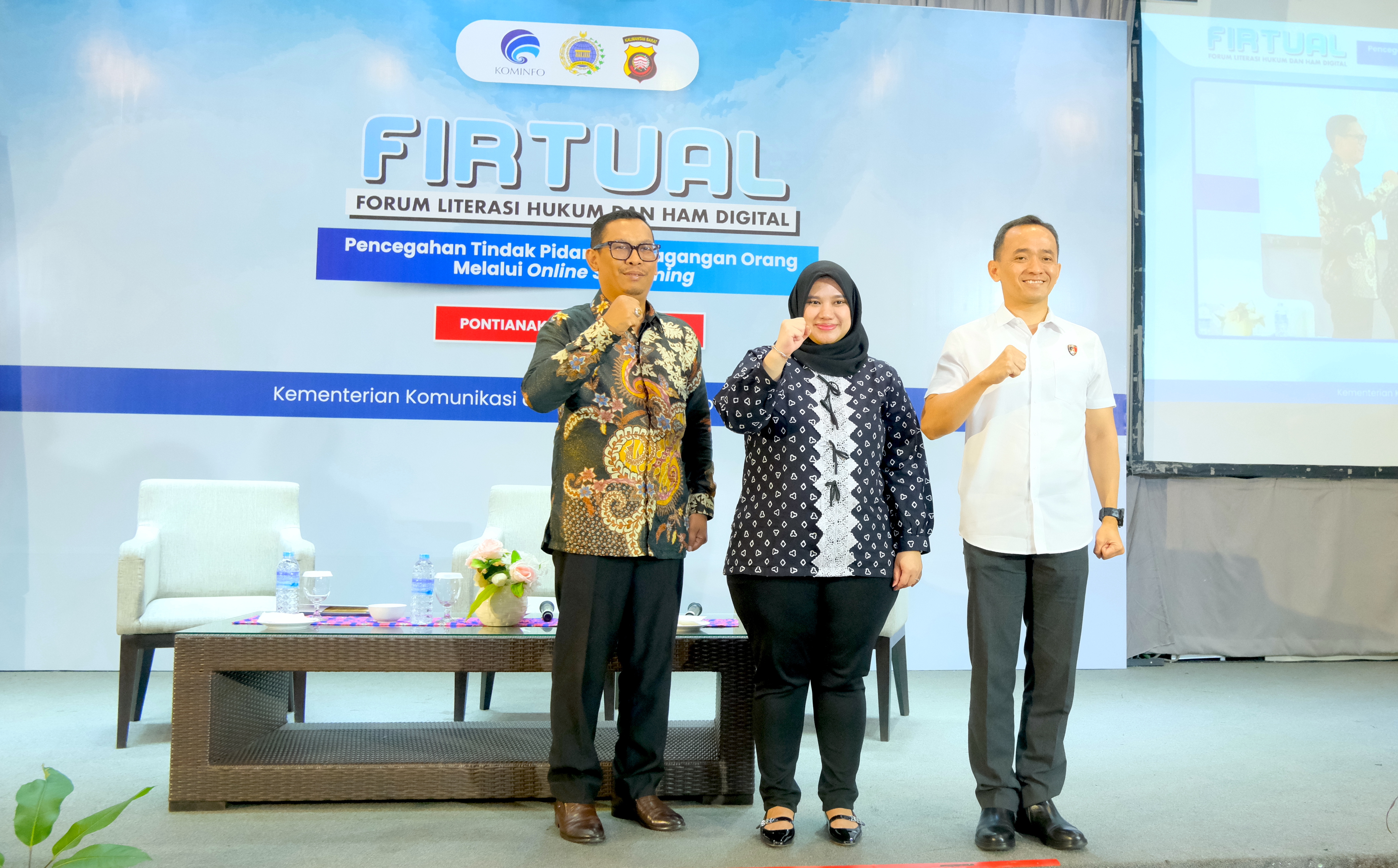Para pembicara Forum Literasi Hukum dan HAM Digital dengan tema “Pencegahan dan Penanganan Tindak Pidana Perdagangan Orang (TPPO) 