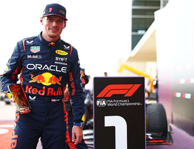 Juara Dunia Max Verstappen menang balap sprint GP AS dengan catatan waktu 9.465 detik.