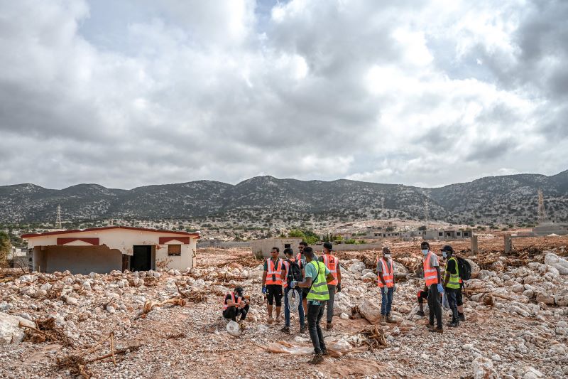 Permukiman di Libia rusak setelah diterjang banjir.