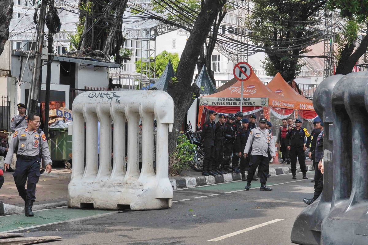Ilustrasi penutupan jalan di sekitar Kantor KPU, Jakarta Pusat.