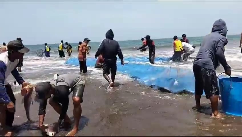 Sejumlah nelayan beraktivitas di Pantai Pangandaran
