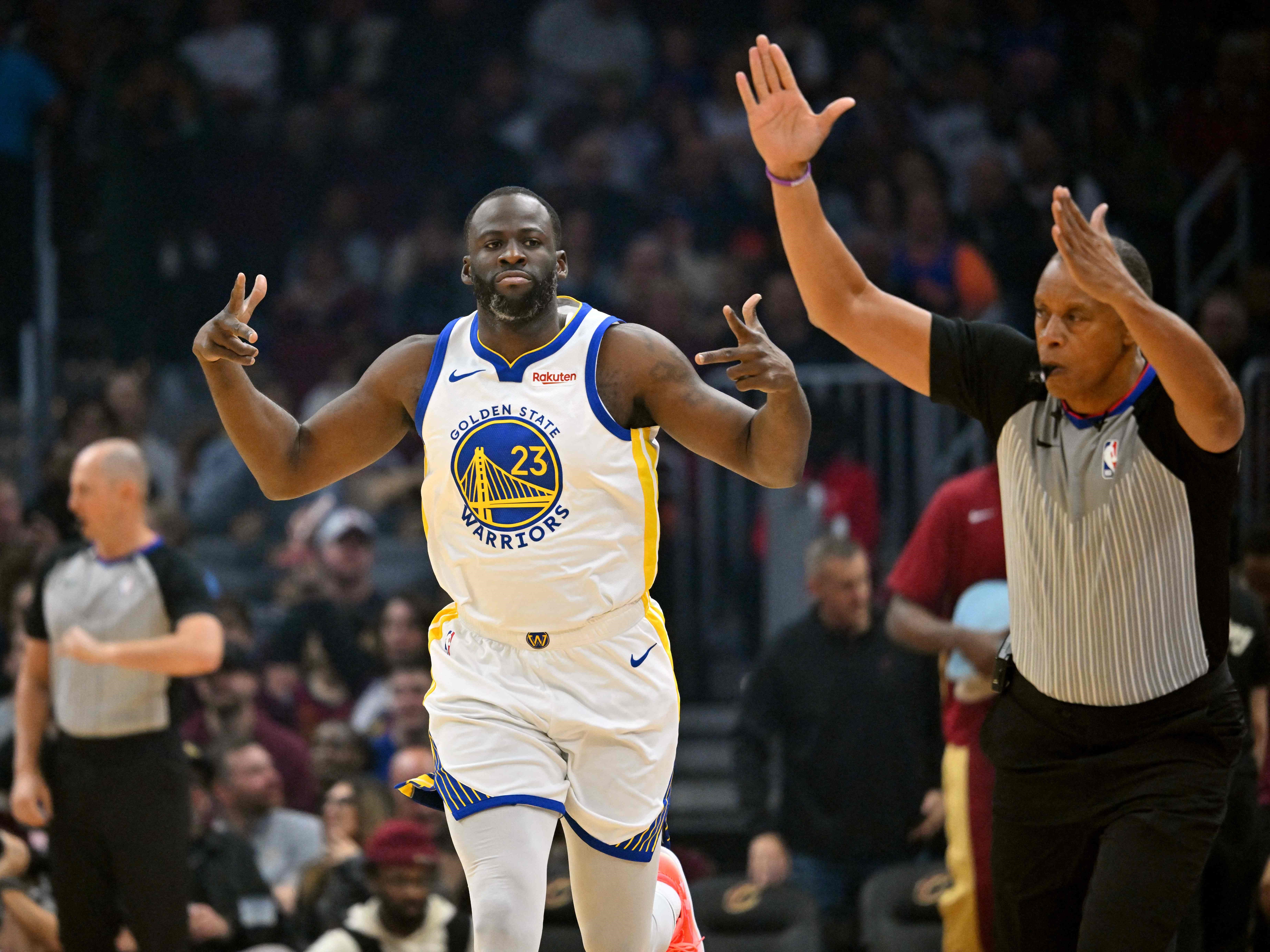 Draymond Green #23 dari Golden State Warriors saat melawan Cleveland Cavaliers.