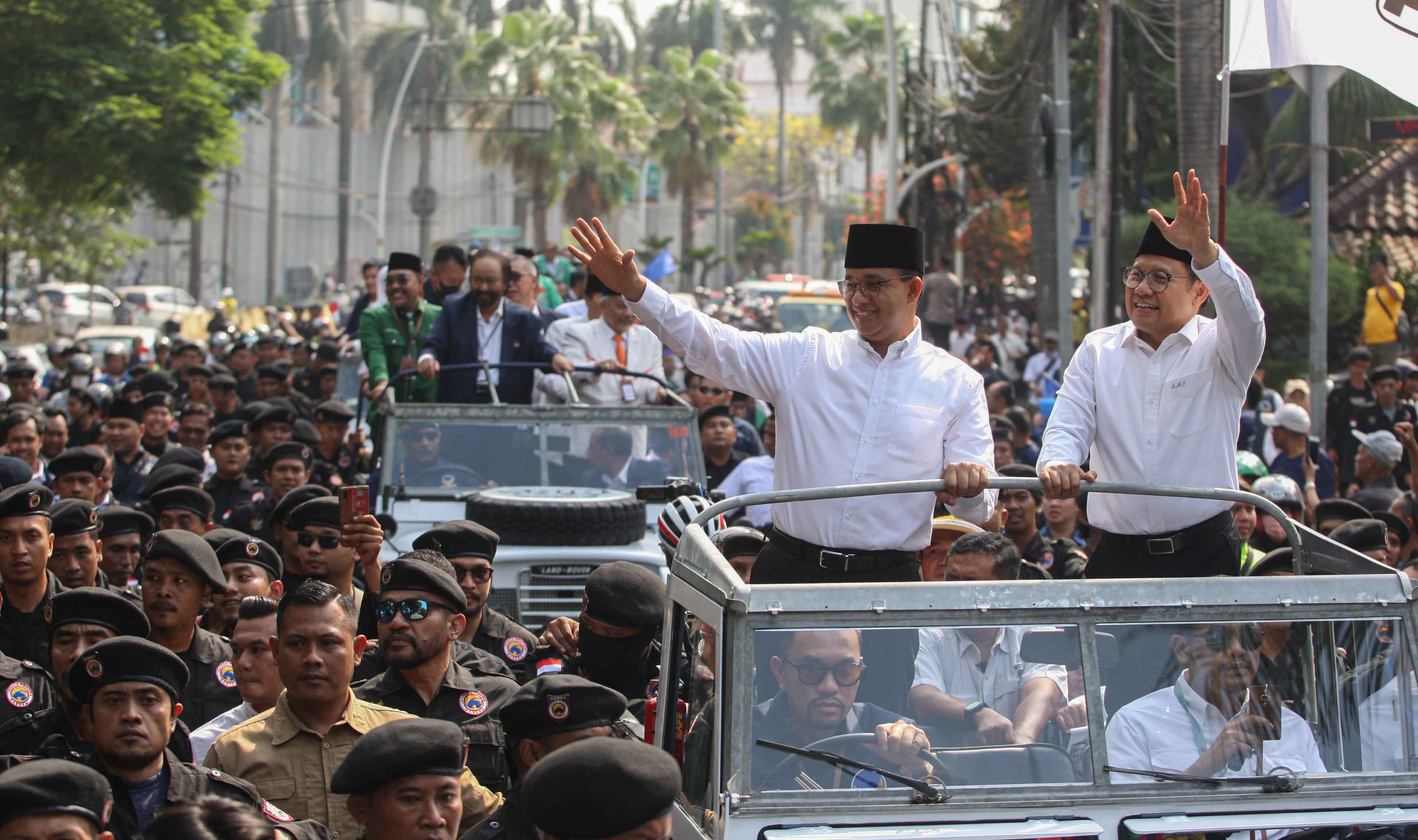 Pasangan Anies Baswedan-Muhaimin Iskandar saat mendaftar menjadi Capres-Cawapres di KPU Ri