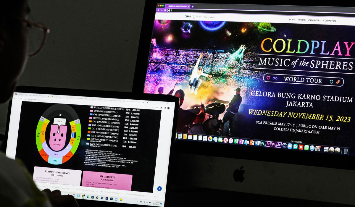 Ilustrasi proses pembelian tiket konser Coldplay Jakarta.