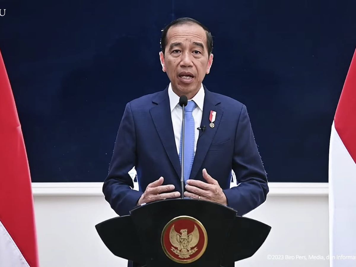 Presiden Jokowi memberikan pidato terkait kondisi di Gaza, Palestina.