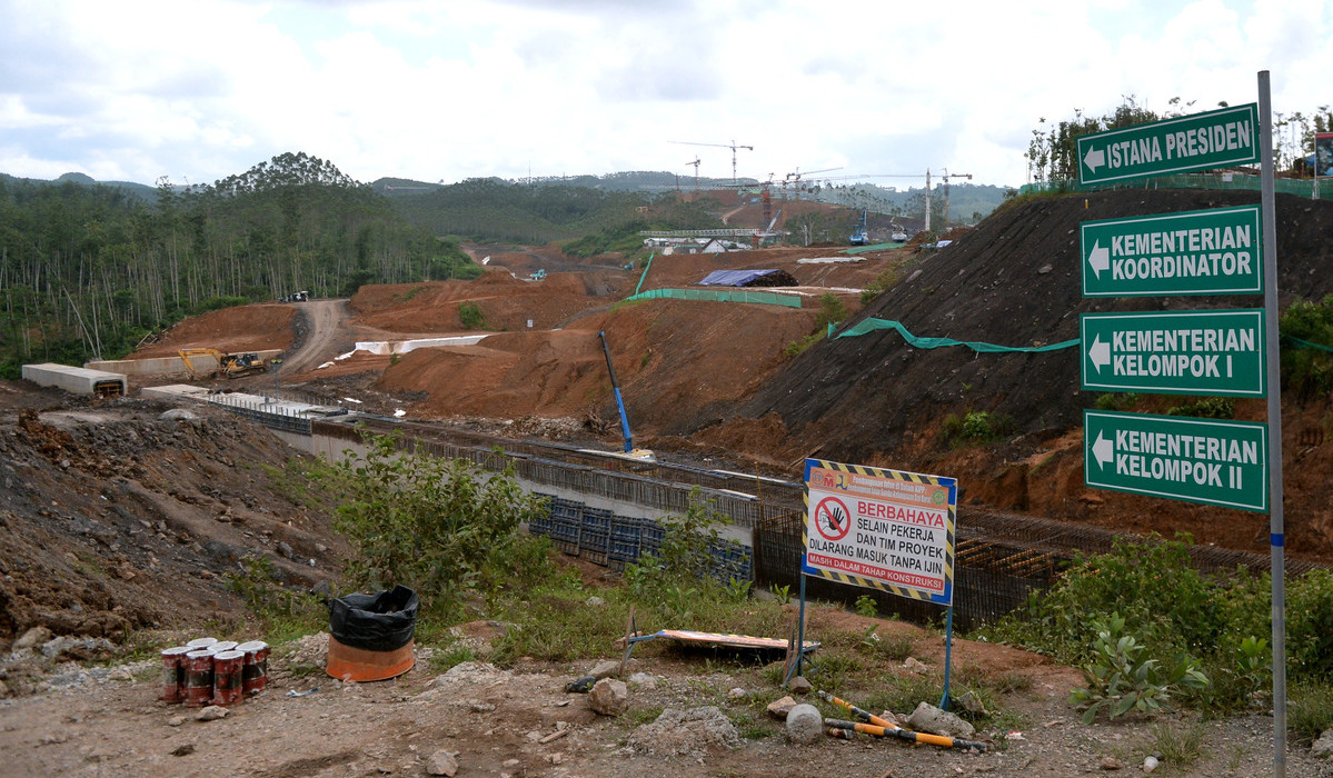 Suasana proyek pembangunan di Kawasan Inti Pusat Pemerintahan (KIPP) Ibu Kota Negara (IKN) Nusantara.