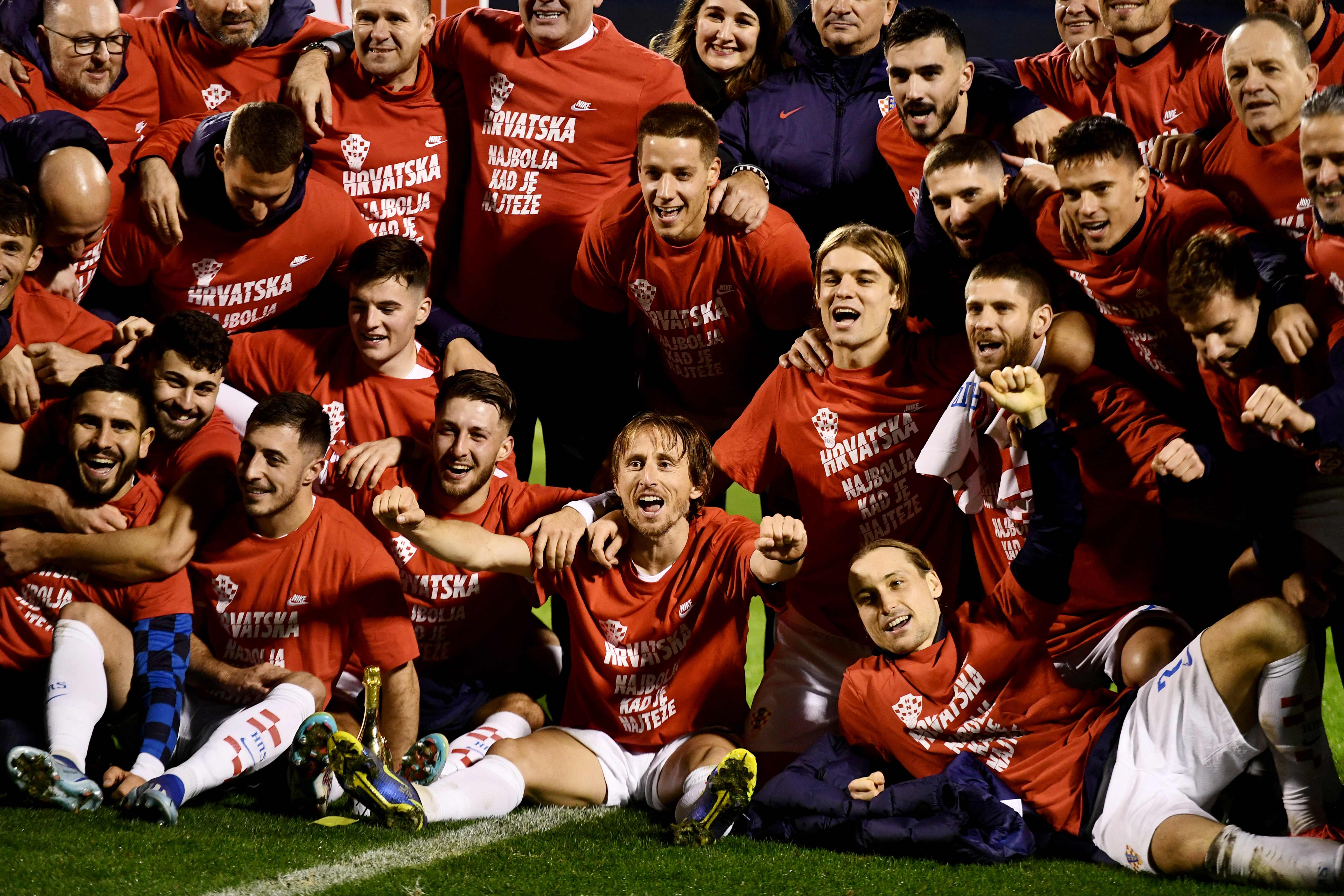 Selebrasi Timnas Kroasia sesuai memastikan tempat terakhir kualifikasi grup untuk Euro 2024.