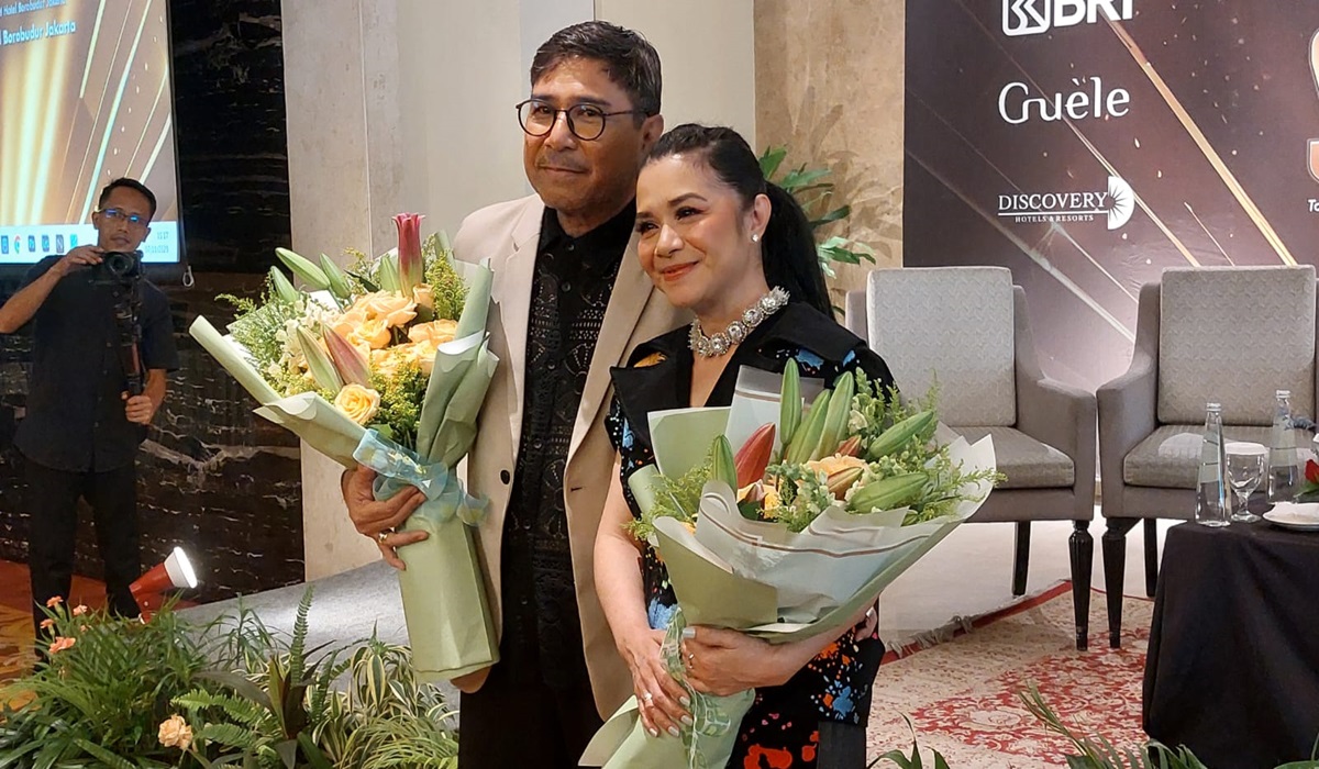 Harvey Malaihollo dan Ruth Sahanaya saat konferensi pers The Splendor Night, Jakarta, Senin (7/11).