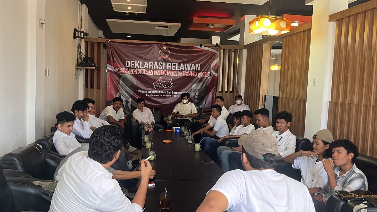  Organisasi relawan Kebangkitan Indonesia Baru (KIB) Provinsi Aceh mendukung Ganjar Pranowo-Mahfud MD pada Pilpres 2024.