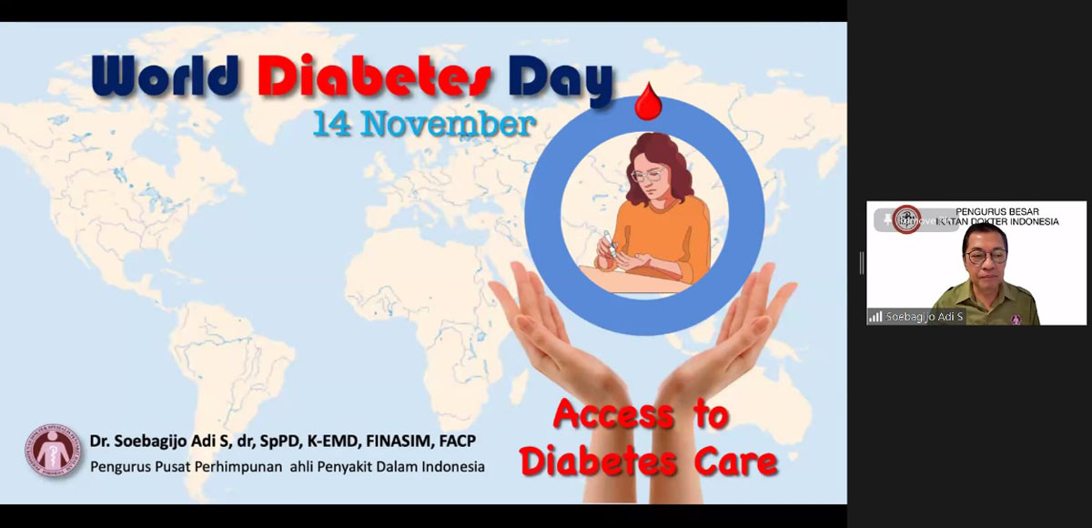 Dokter Spesialis Penyakit Dalam Indonesia Soebagijo soroti pemberian akese informasi dan perawatan yang tepat penderita diabetes.
