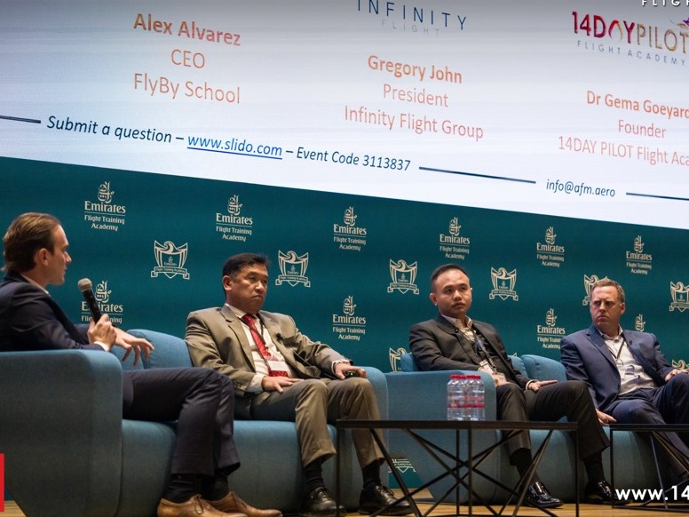 Gema Goeyardi (dua dari kanan) ketika berbicara di AFM Global Pilot Training Organization Leadership Summit 2023.