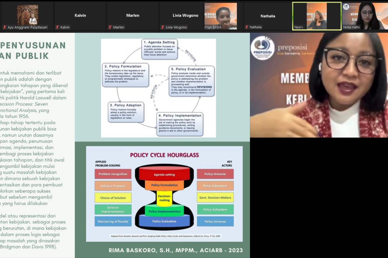 Diskusi daring yang digelar Preposisi bertajuk Membangun Daya Kritis Terhadap Kebijakan Pemerintah.