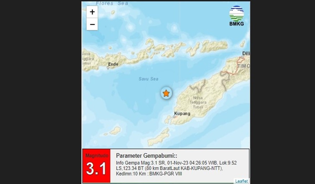 Titik gempa yang melanda Kupang