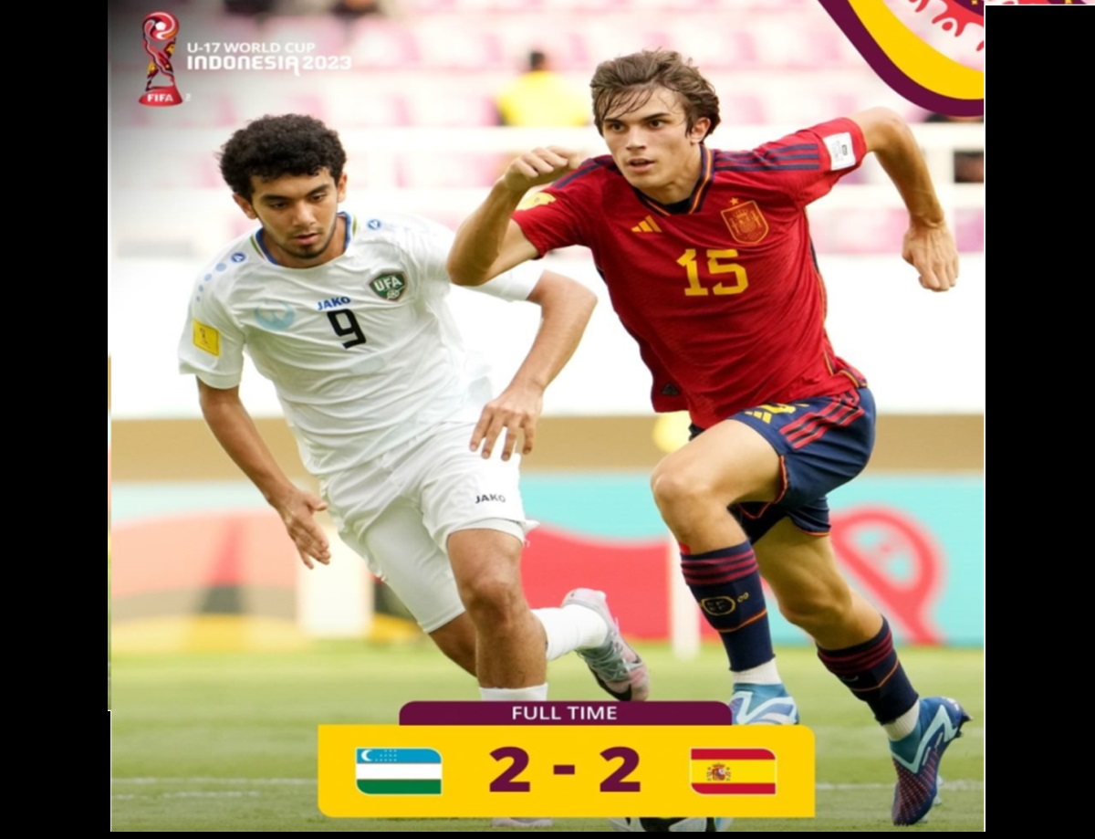 Uzbekistan tahan imbang Spanyol pada laga terakhir Grup B Piala Dunia U-17, Kamis (16/11). 