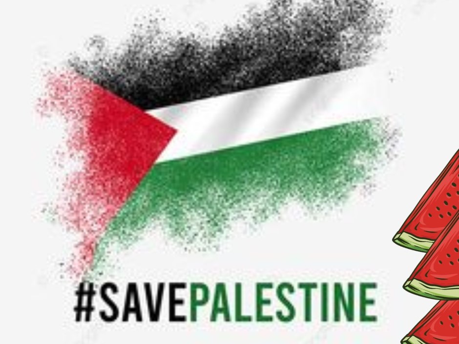 Bendera Palestina dan semangka.