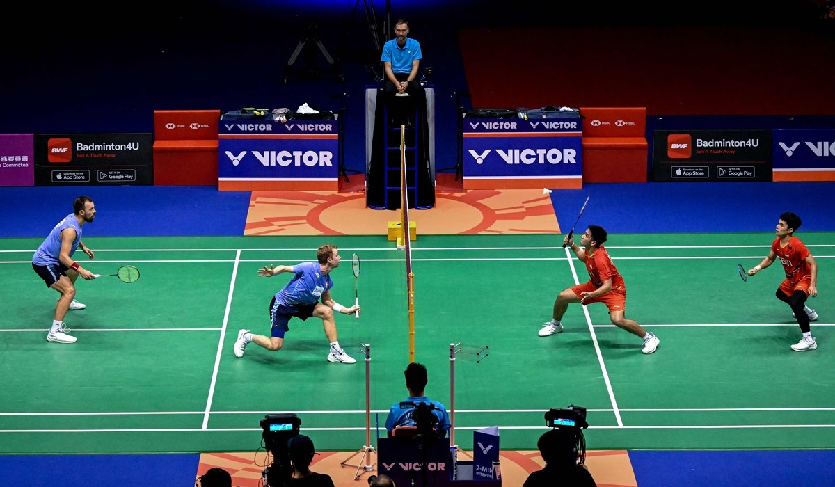 Pasangan ganda putra Indonesia Leo Rolly Carnando dan Daniel Marthin (Kanan).