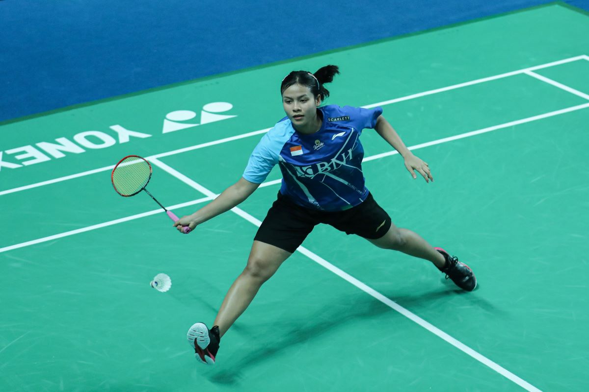Aksi tunggal putri Indonesia Ester Nurumi Tri Wardoyo di Korea Masters 2023.