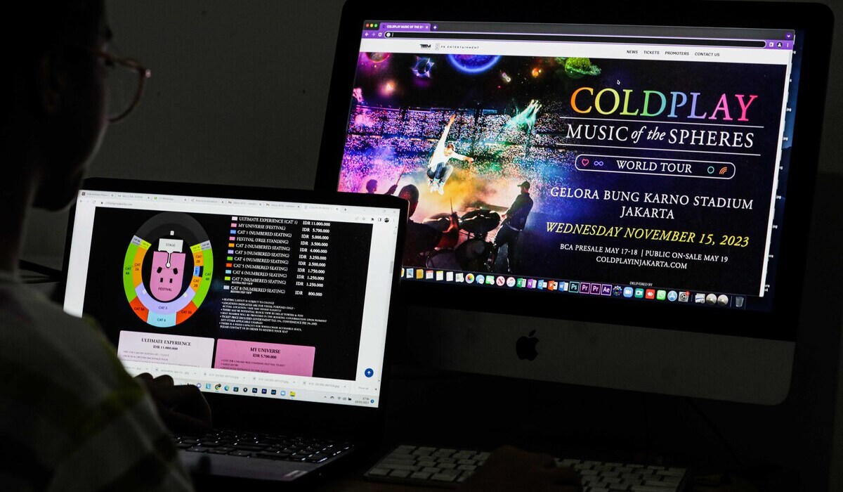 Ilustrasi proses pembelian tiket konser Coldplay Jakarta.