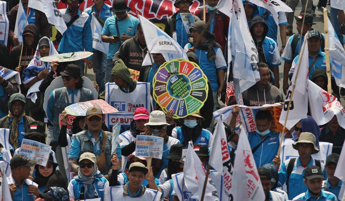 Ilustrasi aksi buruh.