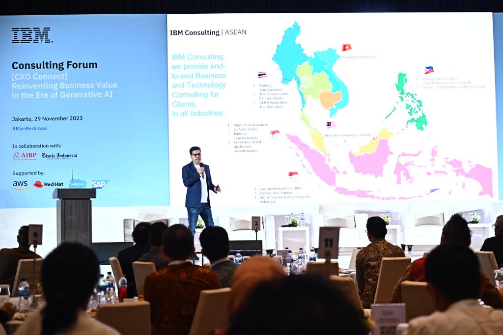 IBM mengadakan IBM Consulting Forum yang bertema “Reinventing Business Value in The Era of Generative AI” di Jakarta, Rabu (29/22).