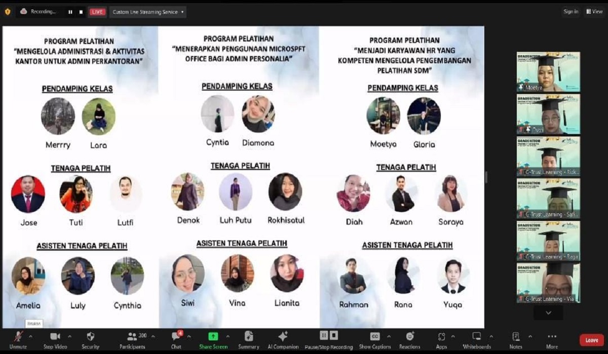 Wisuda Online Kelas Gemilang lembaga pelatihan G Trust Learning