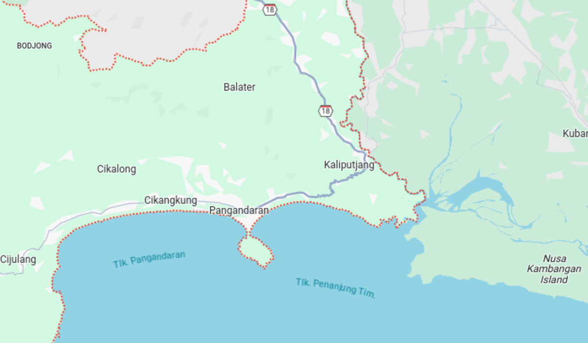Peta kawasan Kabupaten Pangandaran.
