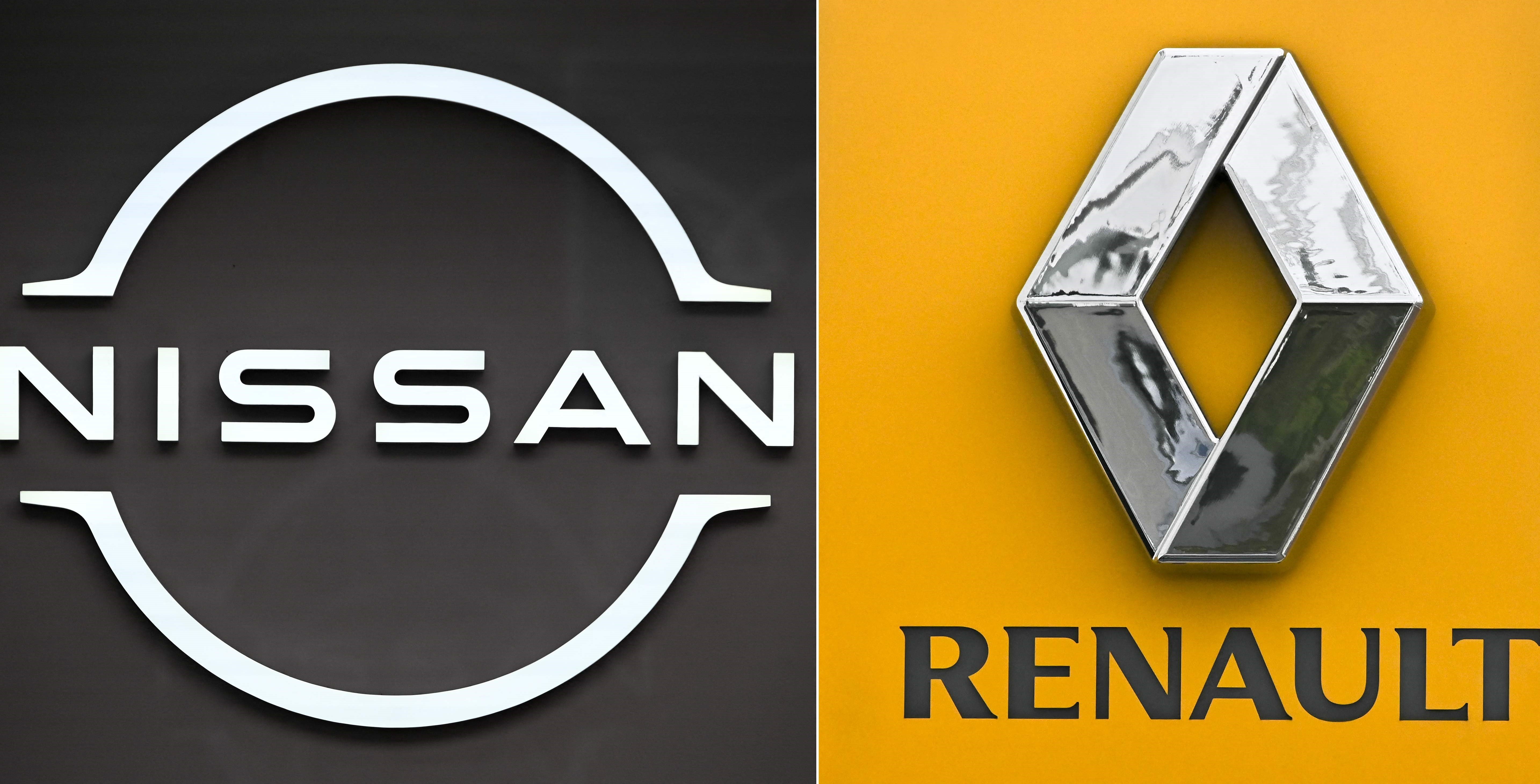 Logo produsen mobil Prancis Renault dan mitranya dari Jepang Nissan.