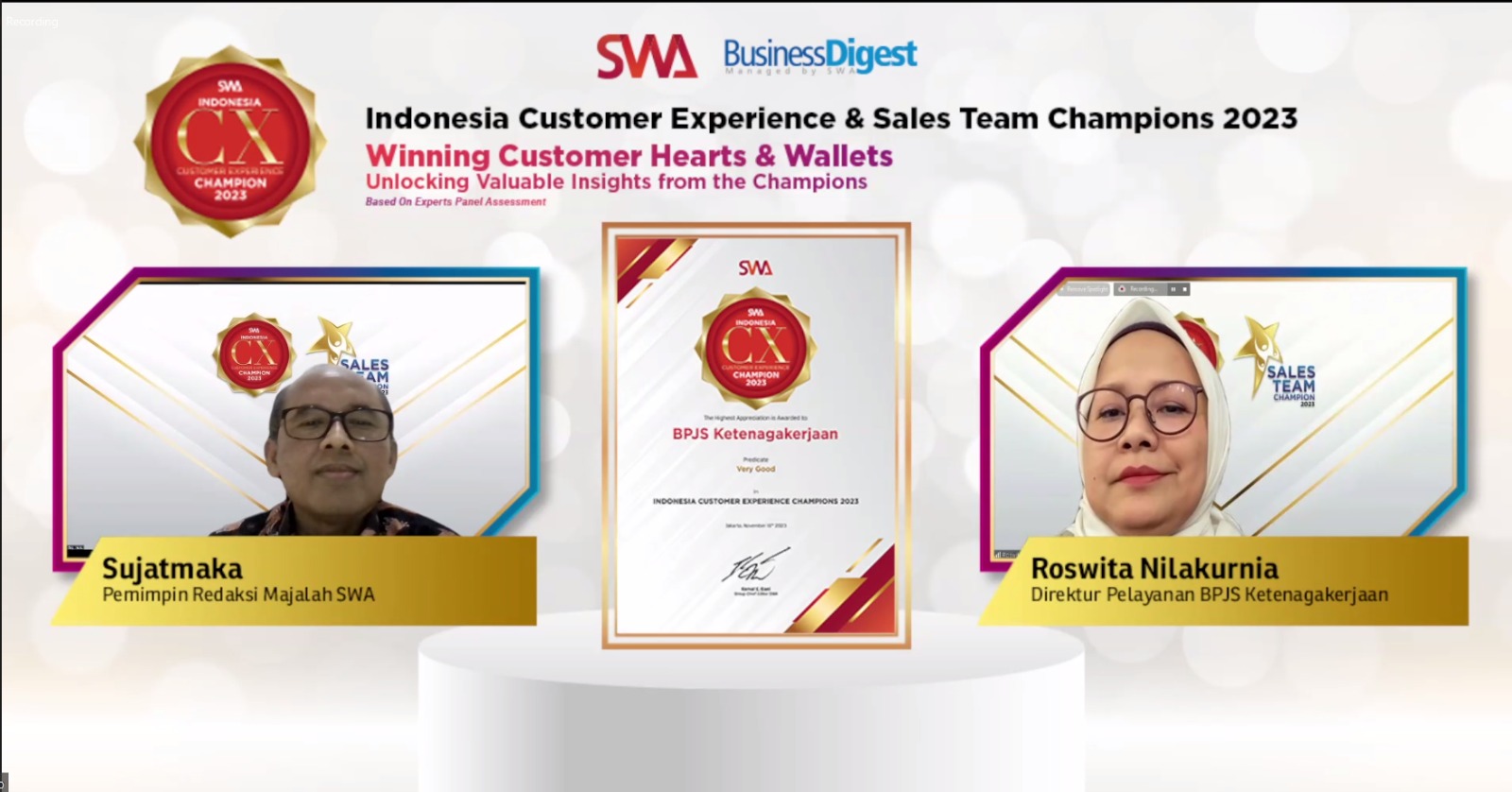BPJS Ketenagakerjaan berhasil meraih penghargaan dalam Indonesia Customer Experience Champion (ICXC) 2023.