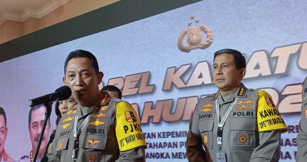 KAPOLRI Jenderal Listyo Sigit Prabowo dalam jumpa pers terkait persiapan keamanan Pemilu 2024 dan penangkapan teroris.