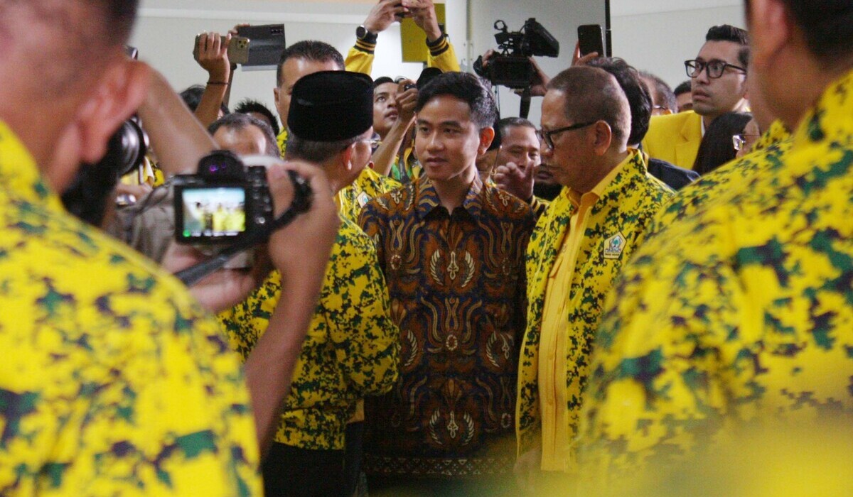 Wali Kota Solo Gibran Rakabuming Raka  saat hadir pada cada Rapimnas di Kantor DPP Partai Golkar, Jakarta, Sabtu, 21 Oktober 2023.