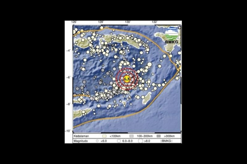 gempa magnitudo 7,2 di Kepulauan Tanimbar