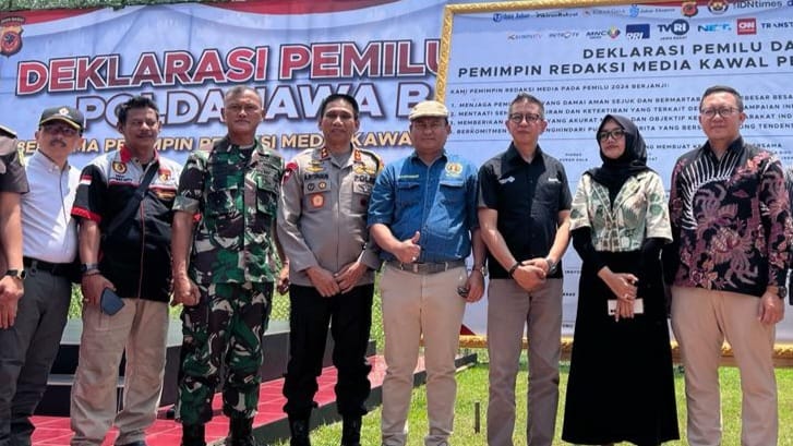 PWI Jawa Barat bersama TNI dan Polri berkomitmen mewujudkan Pemilu 2024 damai. 