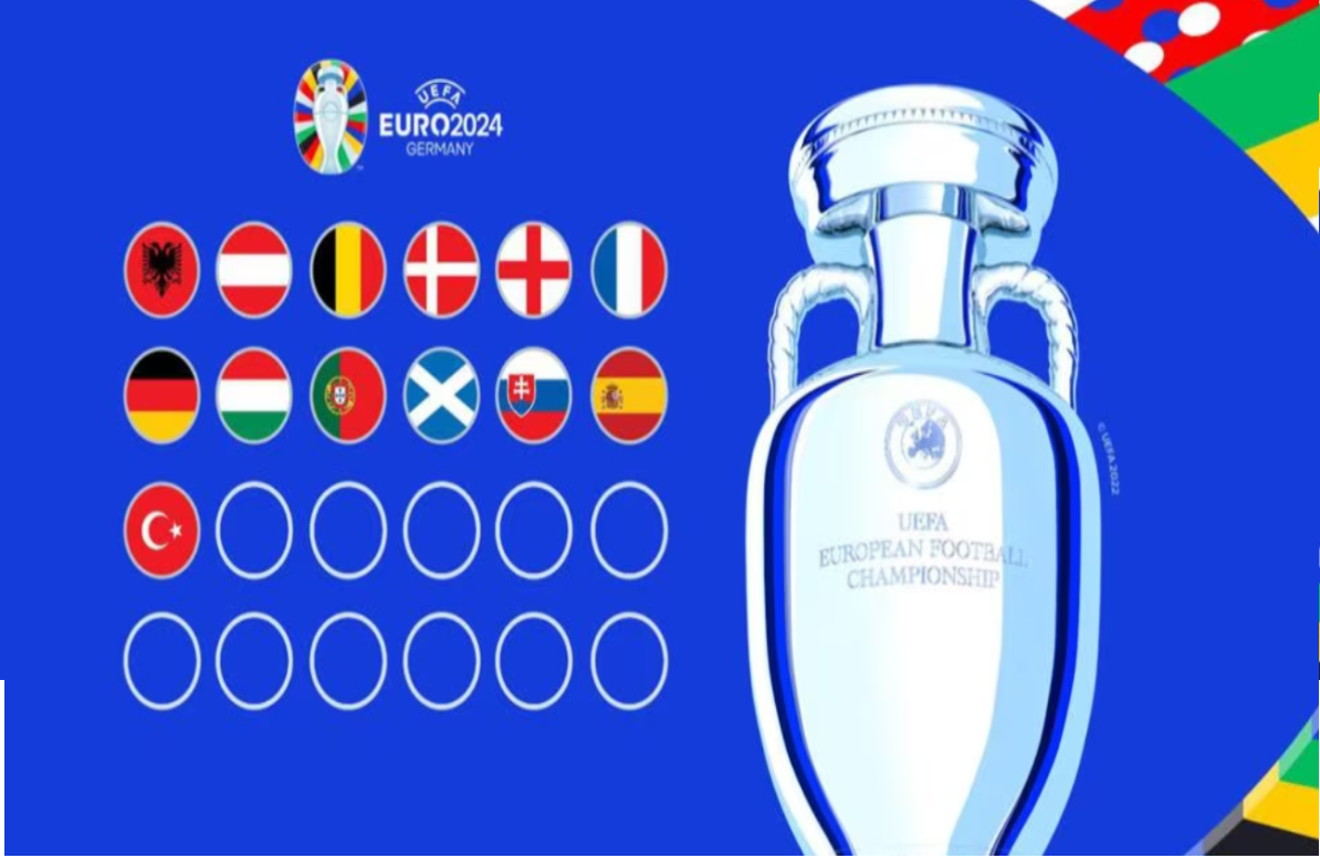 Bendera negara-negara yang dipastikan masuk babak final Euro 2024.