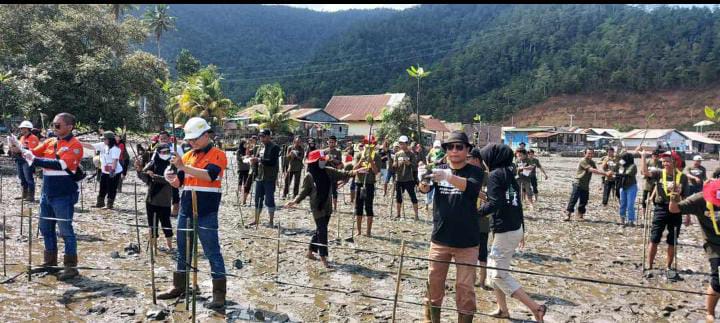 Gerakan aksi penanaman pohon yang melibatkan KNPI, PT Ceria Nugraha Indotama, dan Pemda setempat di pesisir Kolaka, Sultra.