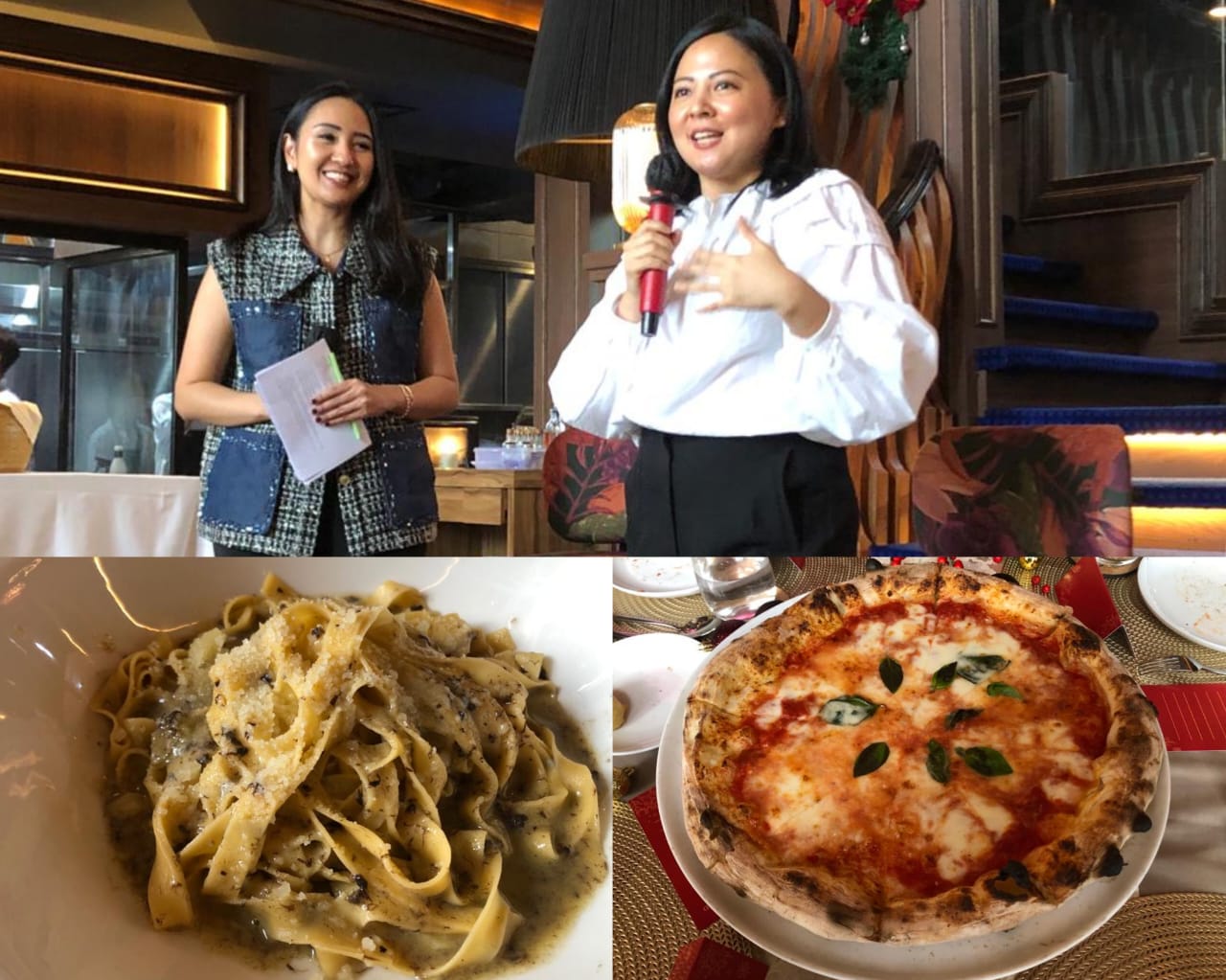 Director Okuzono Hospitality Group yang menaungi Casa Cuomo, Nadia Sofiandi (baju putih) dalam konferensi pers, Kamis (14/12/2023).