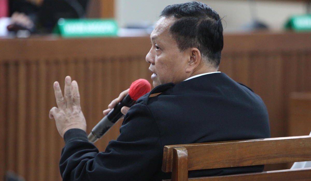 Mantan Kepala Badan Nasional Pencarian dan Penyelamatan Nasional (Kabasarnas) Marsekal Madya (Purn) Henri Alfiandi di Pengadilan Tipikor.