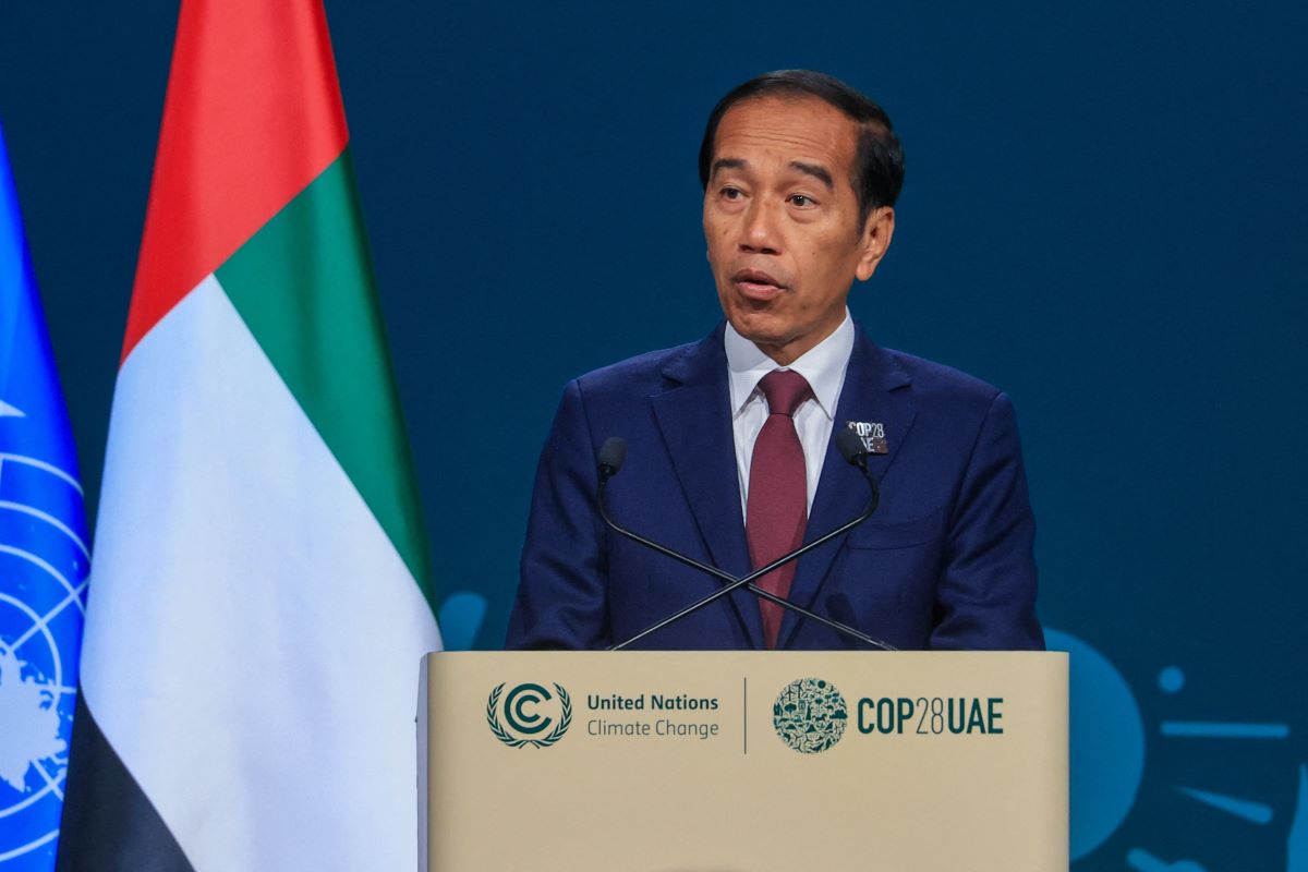 Presiden Jokowi menyampaikan pidato di COP28 Dubai, Uni Emirat Arab.