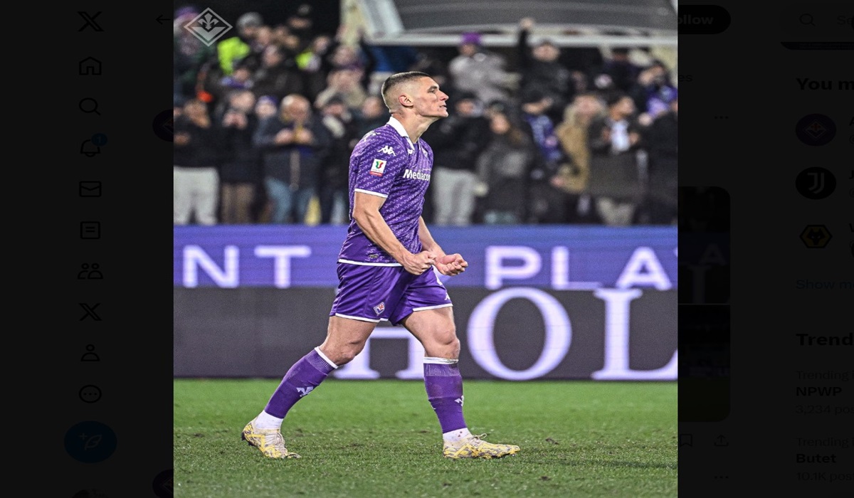 Pemain Fiorentina melakukan selebrasi usai mengalahkan Parma di laga Coppa Italia