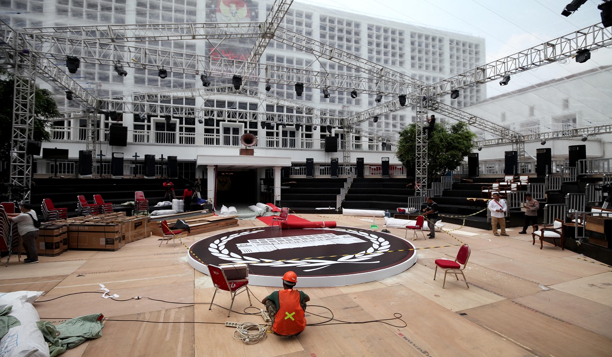 Persiapan debat capres di Kantor KPU