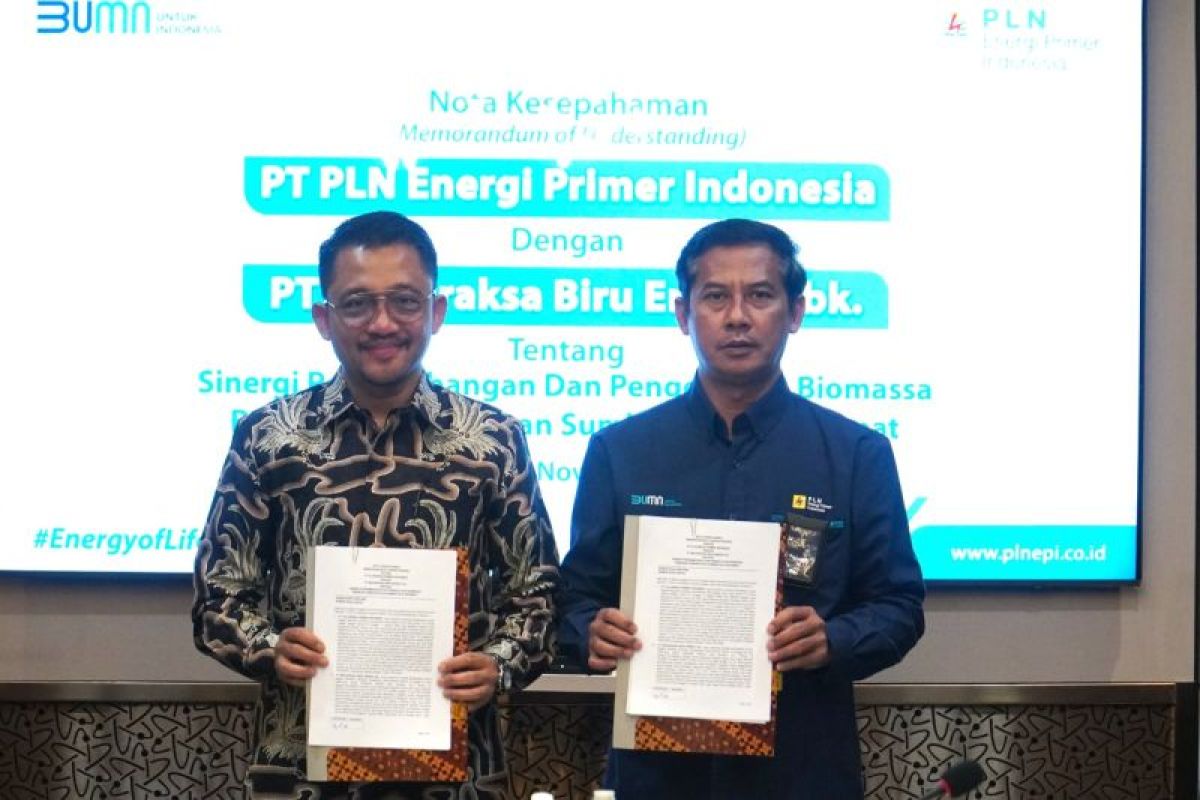 PLN EPI menandatangani MoU dengan PT Maharaksa Biru Energi Tbk (MBE) dalam pengembangan dan pengelolaan Biomassa STAB.