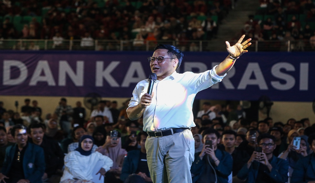 Cawapres Muhaimin Iskandar saat berkampanye di Semarang, Jawa Tengah