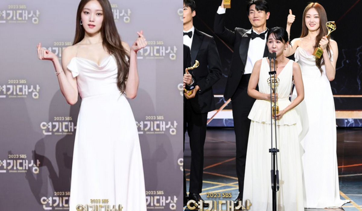 Aktris Lee Sung-kyung yang menuai sorotan usai memakai gaun putih di SBS Drama Awards 2023.