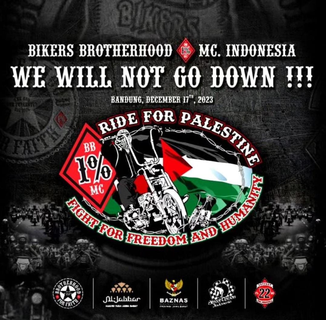 Para bikers Kota Bandung menggelar aksi mendukung Palestina